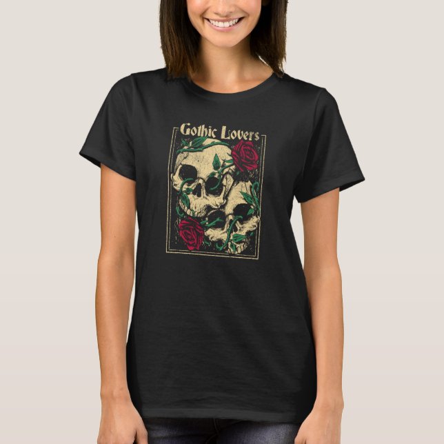 Camiseta Gothic Witch Pagan Wiccan Wicca Roses & Skulls (Anverso)