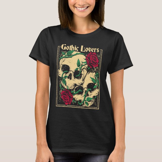 Camiseta Gothic  Witch Pagan Wiccan Wicca Roses & Skulls (Anverso)