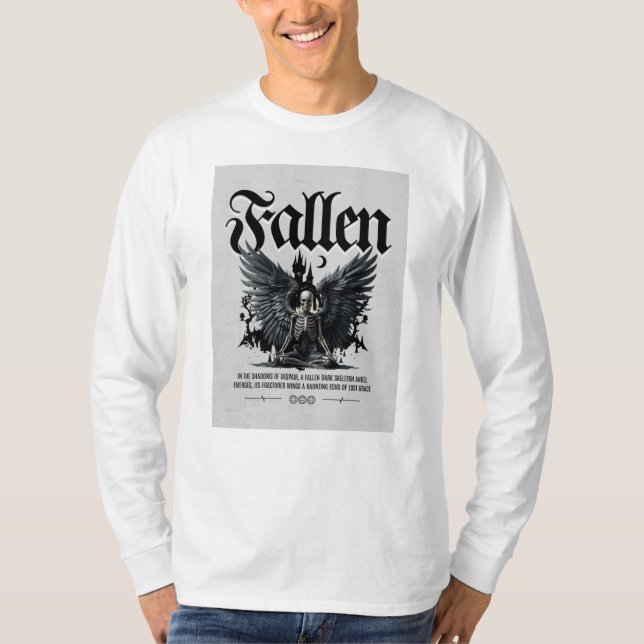 Camiseta gótica de ángel esqueleto caído (Anverso)