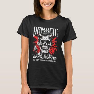Camiseta gótica de cráneo "demoniaco" de mujer - O