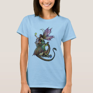 Camiseta gótica de las mujeres hadas y dragón