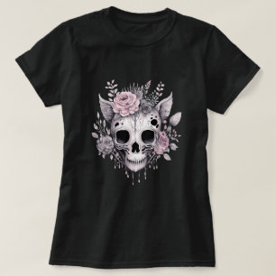 Camiseta gótica floral de cráneo lindo y espeluzna