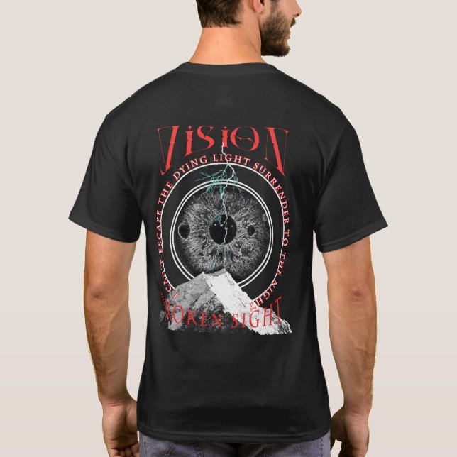 Camiseta gótica iluminada por ojos rotos (Reverso)