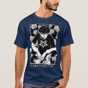 Camiseta Gótico Anime Boy Vaporware Estético Japonés Gótico