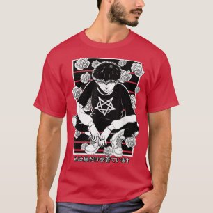 Camiseta Gótico Anime Boy Vaporware Estético Japonés Gótico