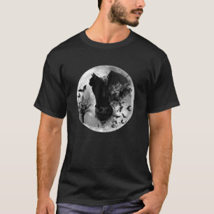 Camiseta Gótico Batcat Halloween Gato Negro Luna Llena de f