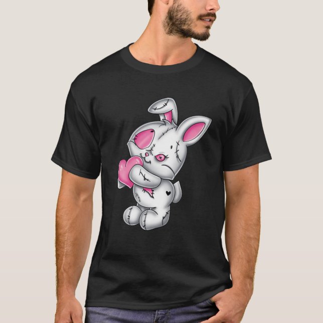 Camiseta Gótico Bunny Cute Creepy Emo Gótico Bunny Blanco R (Anverso)