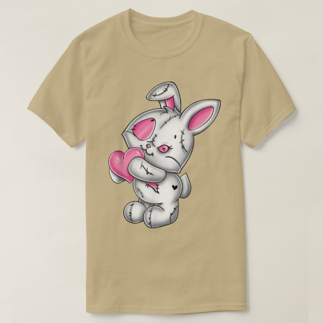 Camiseta Gótico Bunny Cute Creepy Emo Gótico Bunny Blanco R (Diseño del anverso)