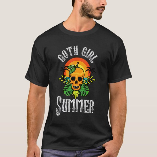 Camiseta Gótico Chica verano estética Naranja gótico Skull  (Anverso)