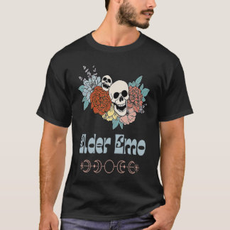 Camiseta Gótico de esqueleto de Elder Emo Retro Groovy y Fl