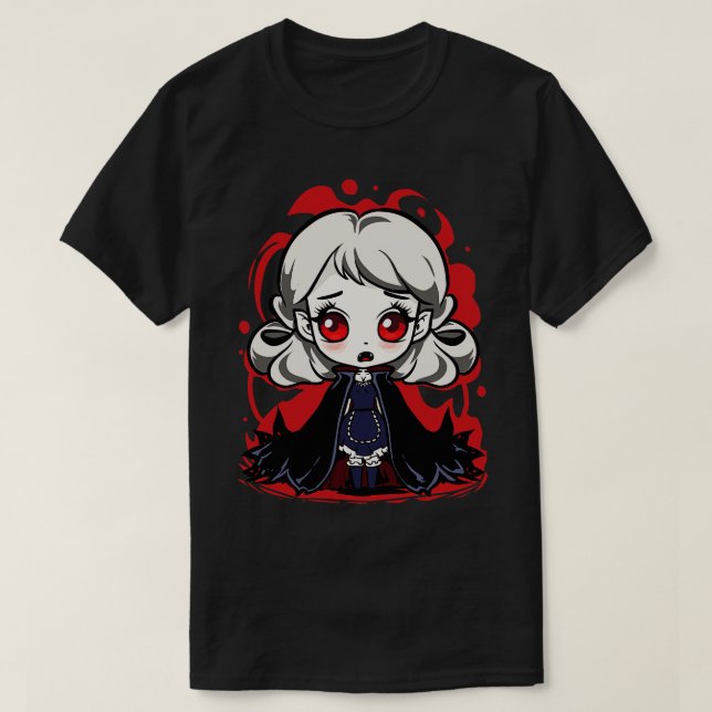 Camiseta Gótico de Halloween Chibi Chica de vampiro (Diseño del anverso)