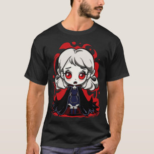 Camiseta Gótico de Halloween Chibi Chica de vampiro