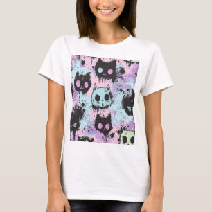 Camiseta Gótico de Kawaii Pastel Cute Patchwork Gato asquer