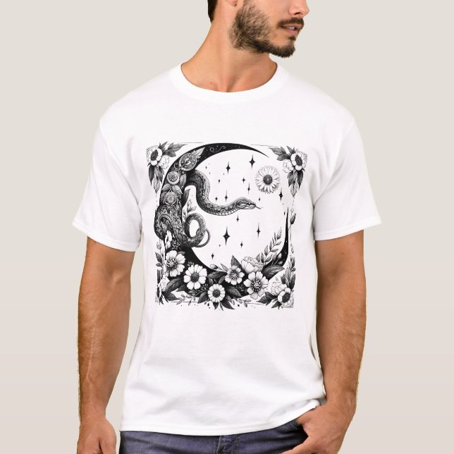 Camiseta Gótico de la luna de luna botánica de serpiente ce (Anverso)
