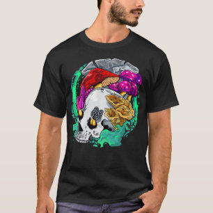 Camiseta Gótico del cráneo Morel Mushroom Hunt Mycology Psi