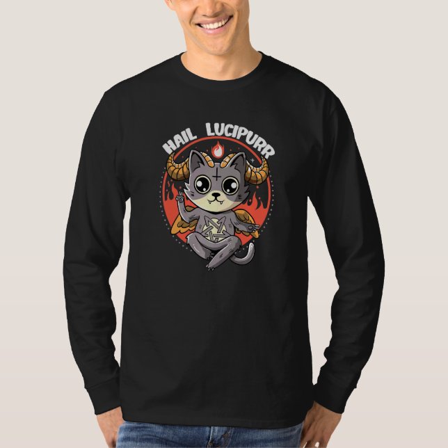 Camiseta Gótico del gato Lucifer Lucifer Pentagram Mephisto (Anverso)