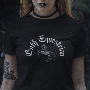 Camiseta Gótico Ecuestre Negro Skeleton Caballo