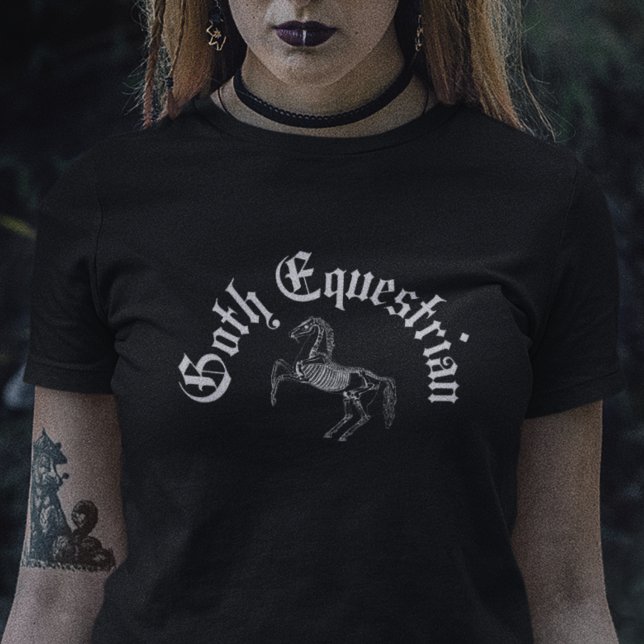Camiseta Gótico Ecuestre Negro Skeleton Caballo (Subido por el creador)