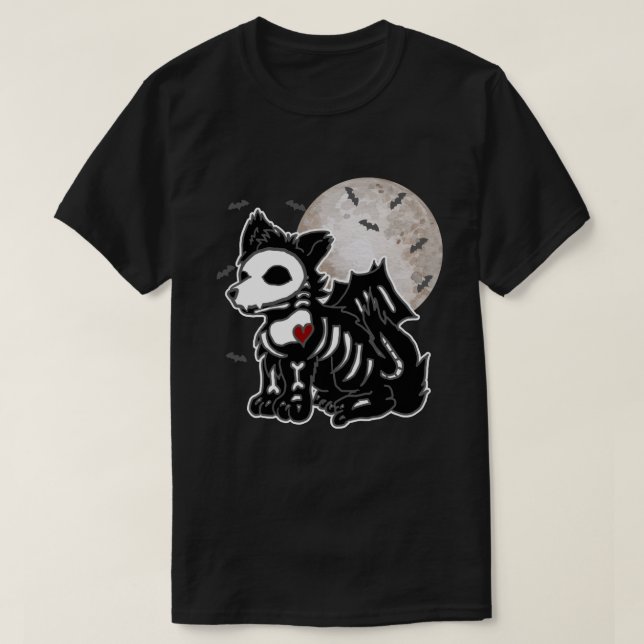 Camiseta Gótico Emo de Anime Wolf Edgy Skeleton Perro de Ha (Diseño del anverso)