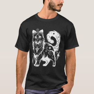 Camiseta Gótico Espiritual Gato Pagano Brujería Wicca Sagra