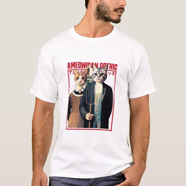 Camiseta Gótico Estadounidense - Elegancia felina para gran (Anverso)