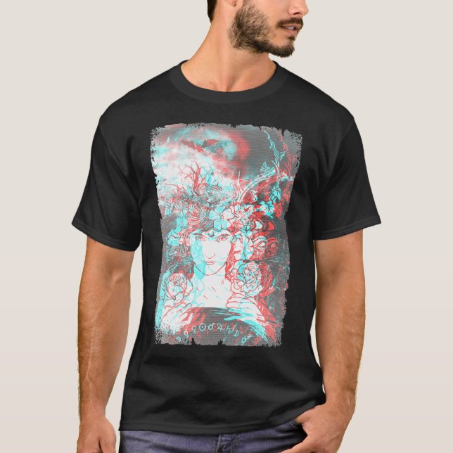 Camiseta Gótico estético Vaporwave Glitch Satanism Oscuro A (Anverso)