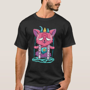 Camiseta Gótico Gato malo Satánico Pentagram Satan Cat Love