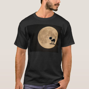 Camiseta Gótico gato negro de Halloween con luna llena