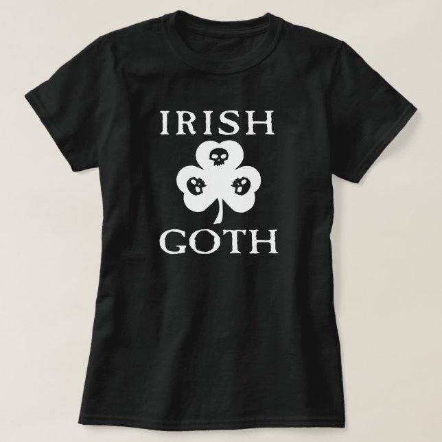 Camiseta Gótico irlandés Shamrock Skulls (Diseño del anverso)