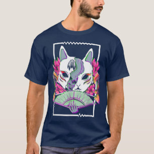 Camiseta Gótico japonés Glitch Samurai Geisha Mask (2)