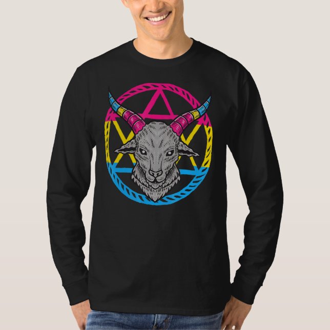 Camiseta Gótico Lgbt Pentagram Goat Pansexual (Anverso)