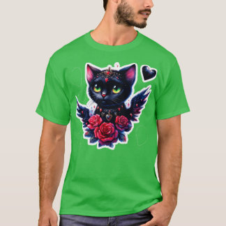 Camiseta Gótico lindo Gato día de San Valentín de gótico Pe