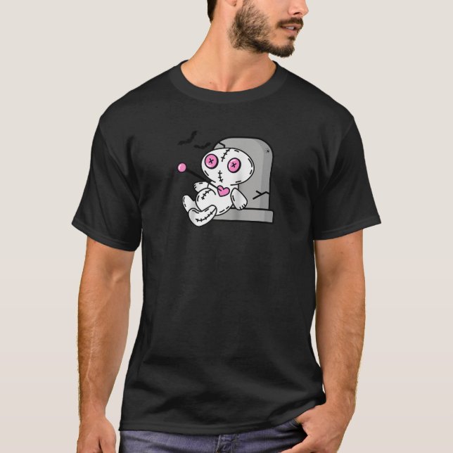 Camiseta Gótico lindo Voodoo Doll Halloween Emo rosado espe (Anverso)