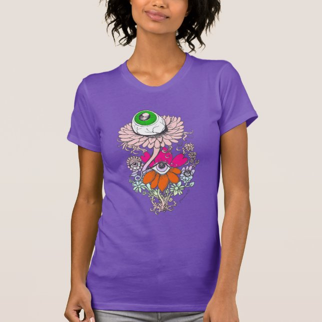 Camiseta Gótico Pastel Alien Eyeball Flores de Obeo Shirt (Anverso)