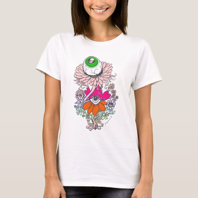 Camiseta Gótico Pastel Alien Eyeball Flores de Obeo Shirt (Anverso)