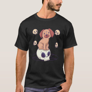 Camiseta Gótico Pastel Cute Asombroso Bruja Perro Calavera 