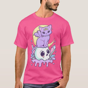 Camiseta Gótico Pastel De Kawaii Cute Asombroso Gato Y Skul
