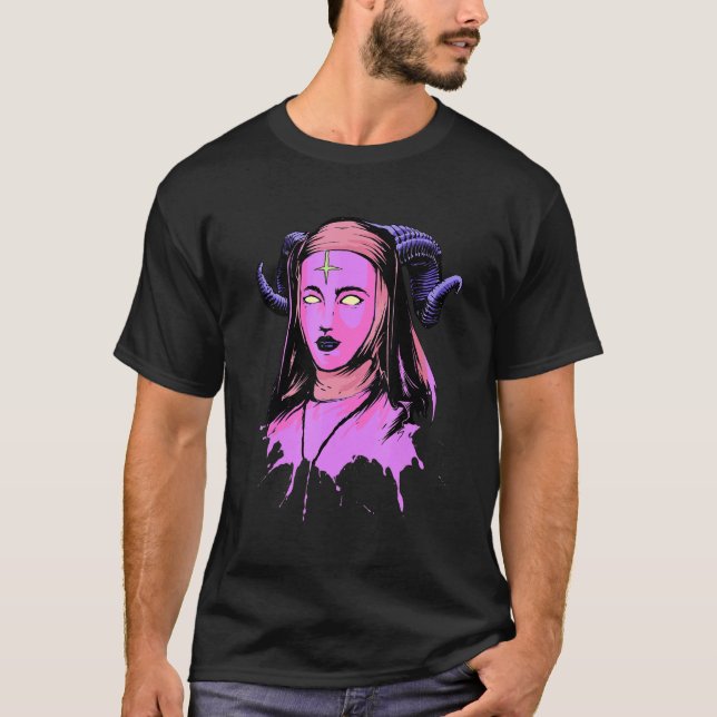Camiseta Gótico Pastel Demon Nun UnHoly Wicca Satanic Occul (Anverso)