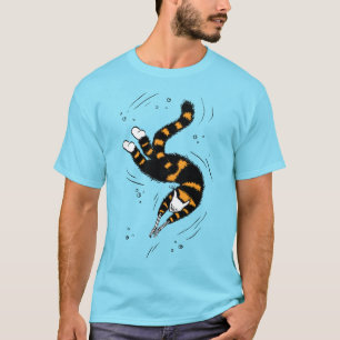 Camiseta Gótico Pastel Natación Cat Skeleton