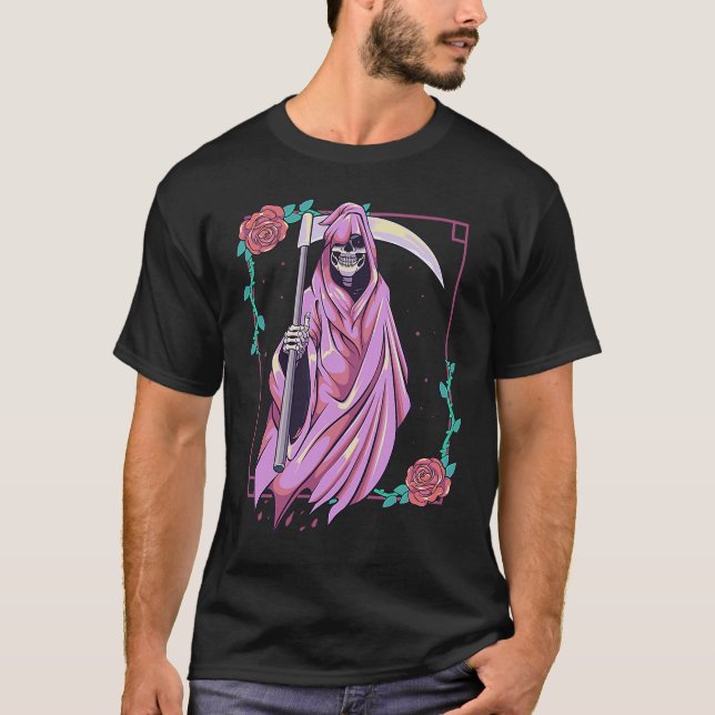 Camiseta Gótico Pastel Occult Spooky Grim Reaper Ghost Taro (Anverso)