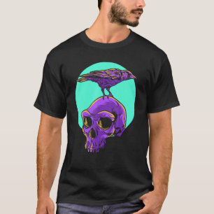 Camiseta Gótico Pastel Raven Crow Skull Emo Punk Pájaro Gót