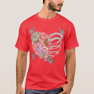 Camiseta Gótico Pastel Skeleton Heart Otaku Vaporwave Aesth