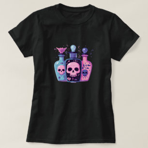 Camiseta Gótico Pastel Skull Potion Botellas de arte Hallow