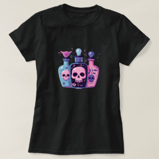 Camiseta Gótico Pastel Skull Potion Botellas de arte Hallow