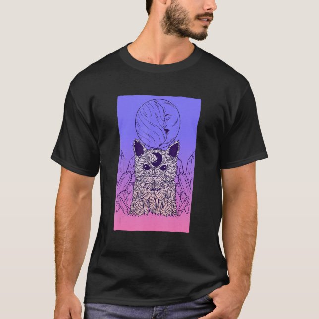 Camiseta Gótico Pastel Sombrío Gato Cresent Moon Chica Góti (Anverso)