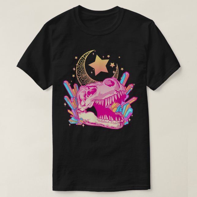 Camiseta Gótico Pastel T-Rex Skull Crystal Crescent Moon Ae (Diseño del anverso)