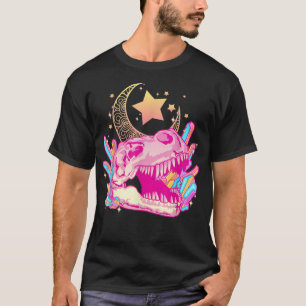 Camiseta Gótico Pastel T-Rex Skull Crystal Crescent Moon Ae