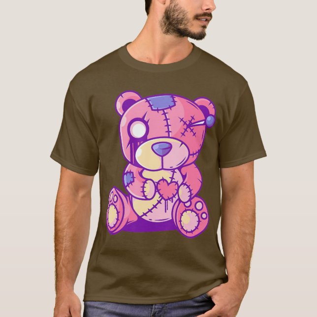 Camiseta Gótico Pastel Teddy Bear japonés Anime Kawaii (Anverso)