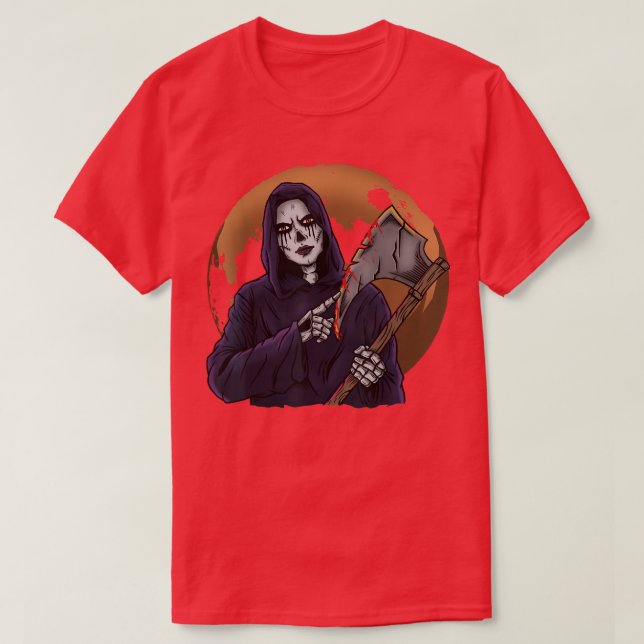 Camiseta Gótico Payaso Halloween Skeleton Moon Horror  (Diseño del anverso)