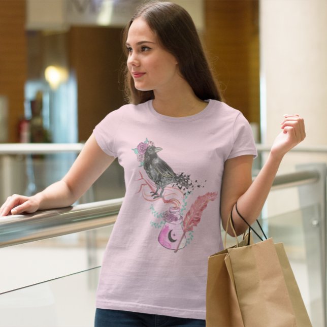 Camiseta Gótico Raven Love Floral Graphic (Subido por el creador)